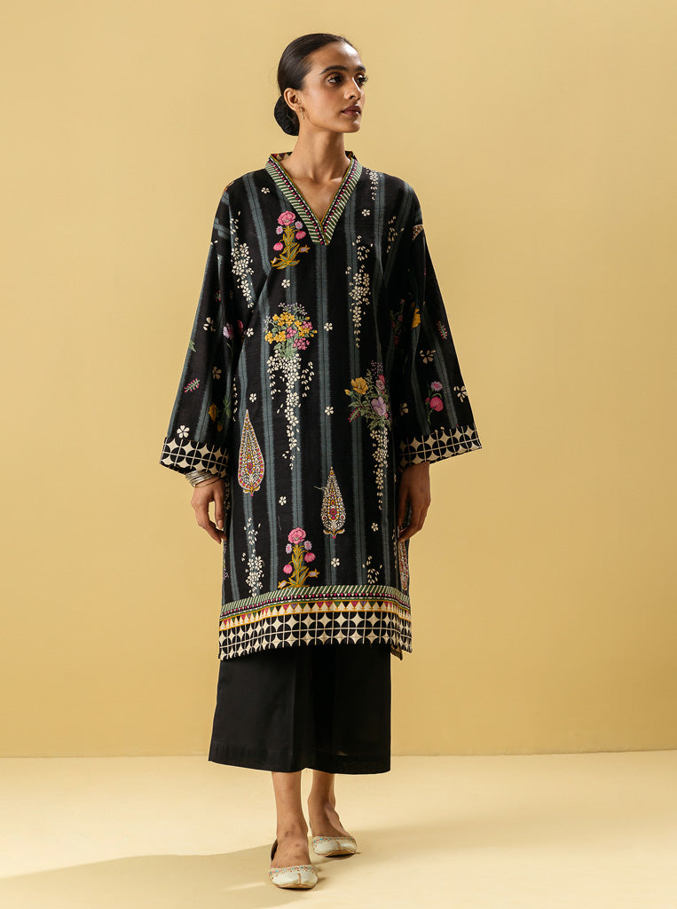 2 PIECE - PRINTED KHADDAR SUIT - MIDNIGHT BLOOM MORBAGH WN_22   
