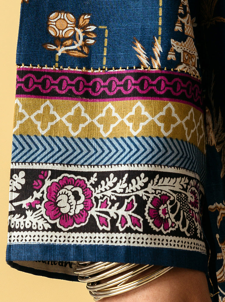 2 PIECE - PRINTED KHADDAR SUIT - NAVY CRAFT MORBAGH WN_22   