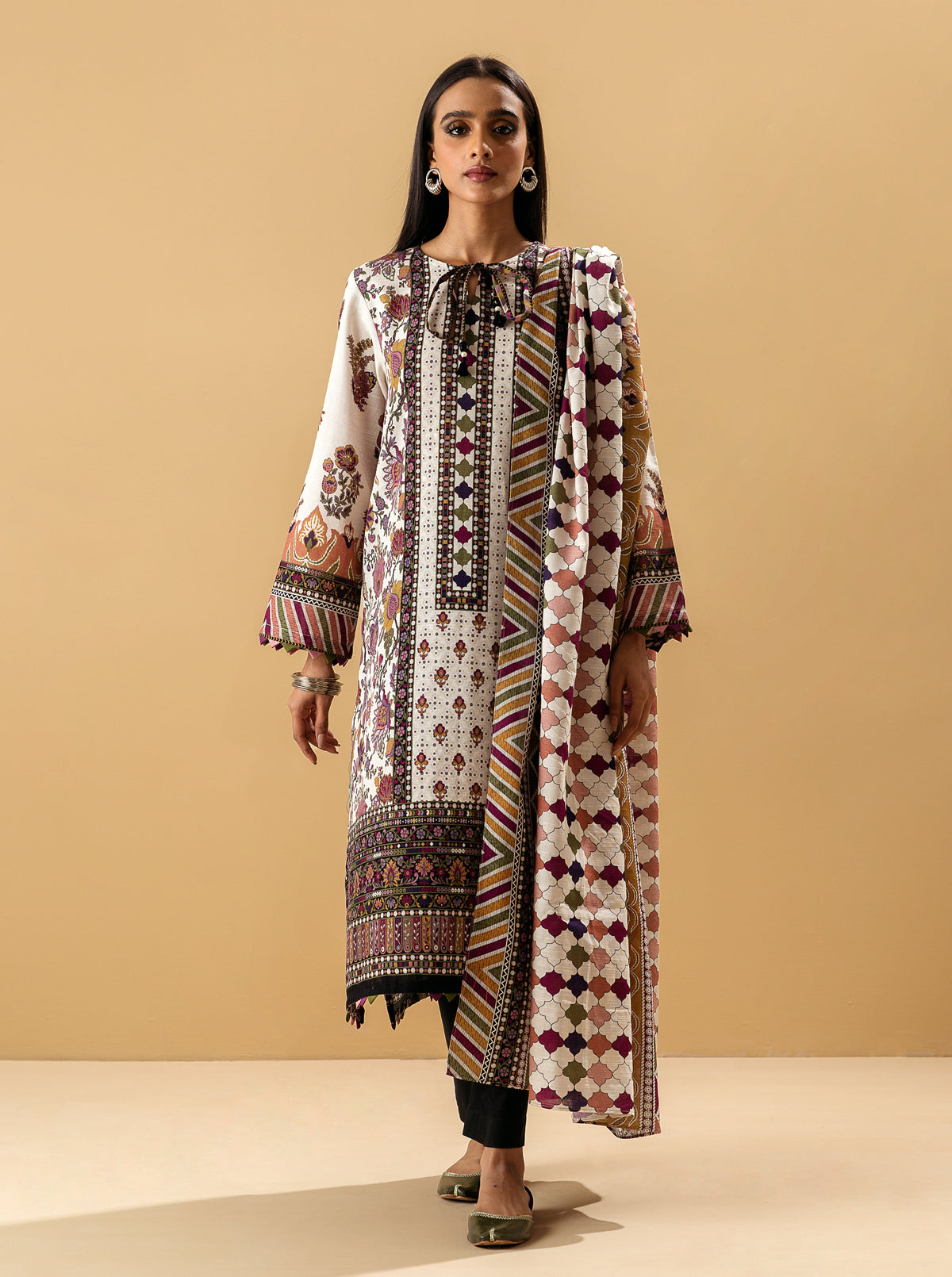 2 PIECE - PRINTED KHADDAR SUIT - LVIS ORCHID MORBAGH WN_22   