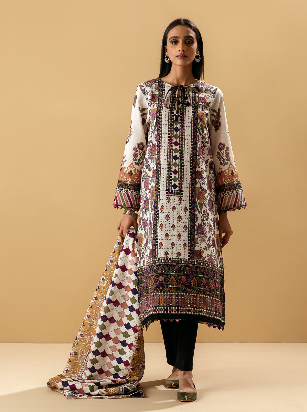 2 PIECE - PRINTED KHADDAR SUIT - LVIS ORCHID MORBAGH WN_22   