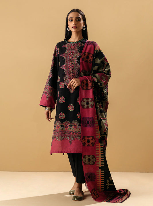 2 PIECE - PRINTED KHADDAR SUIT - MOKASH BLACK MORBAGH WN_22   