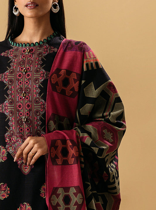 2 PIECE - PRINTED KHADDAR SUIT - MOKASH BLACK MORBAGH WN_22   