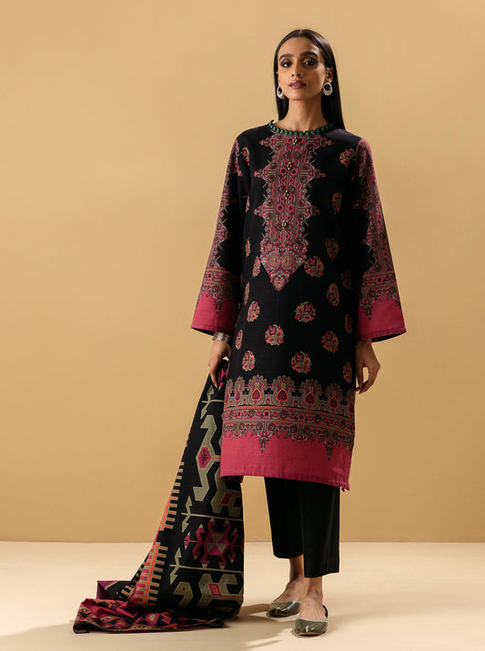 2 PIECE - PRINTED KHADDAR SUIT - MOKASH BLACK MORBAGH WN_22   