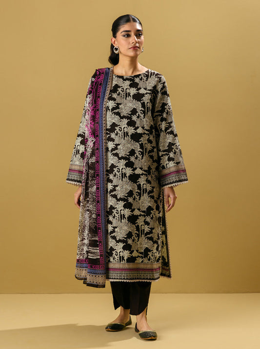 3 PIECE - PRINTED KHADDAR SUIT - EARTHY TOILE MORBAGH WN_22   