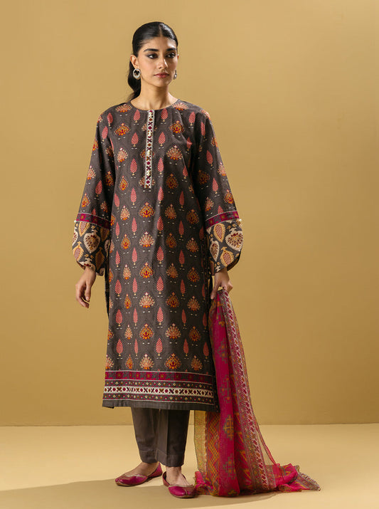 3 PIECE - PRINTED KHADDAR SUIT - CONCRETER HERITAGE MORBAGH WN_22   