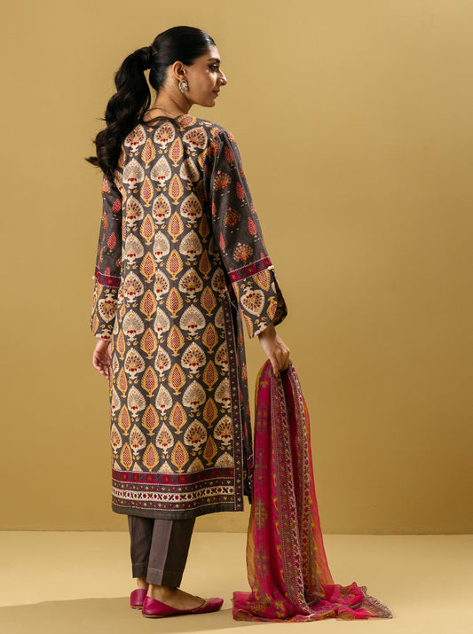 3 PIECE - PRINTED KHADDAR SUIT - CONCRETER HERITAGE MORBAGH WN_22   