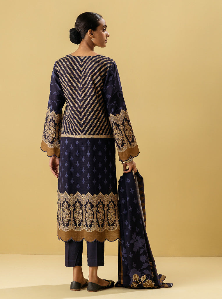 3 PIECE - PRINTED KHADDAR SUIT - PRVSSIAN JEEVEL MORBAGH WN_22   