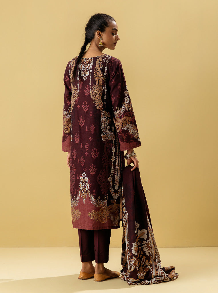 3 PIECE - PRINTED KHADDAR SUIT - WINTER BLOOM MORBAGH WN_22   