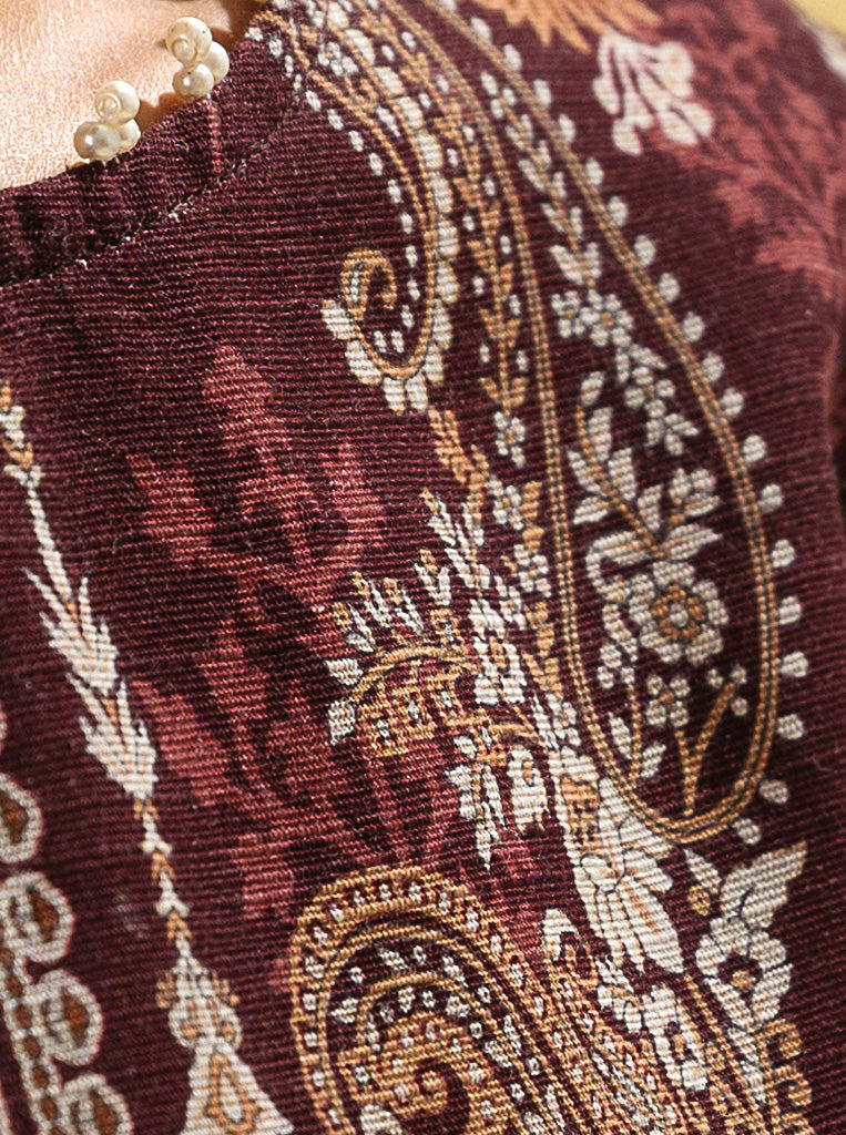 3 PIECE - PRINTED KHADDAR SUIT - WINTER BLOOM MORBAGH WN_22   