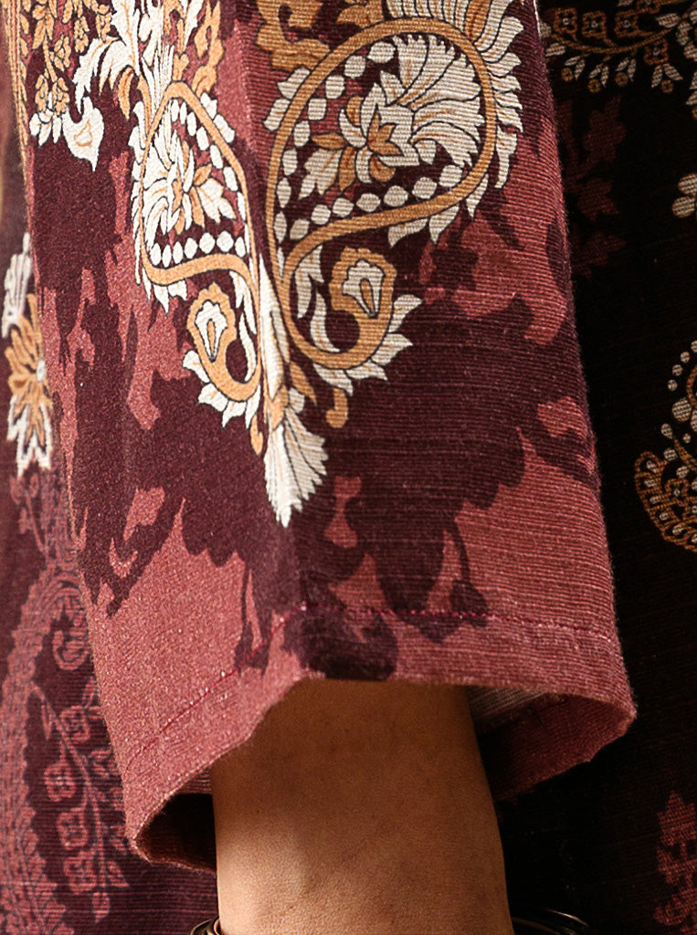 3 PIECE - PRINTED KHADDAR SUIT - WINTER BLOOM MORBAGH WN_22   