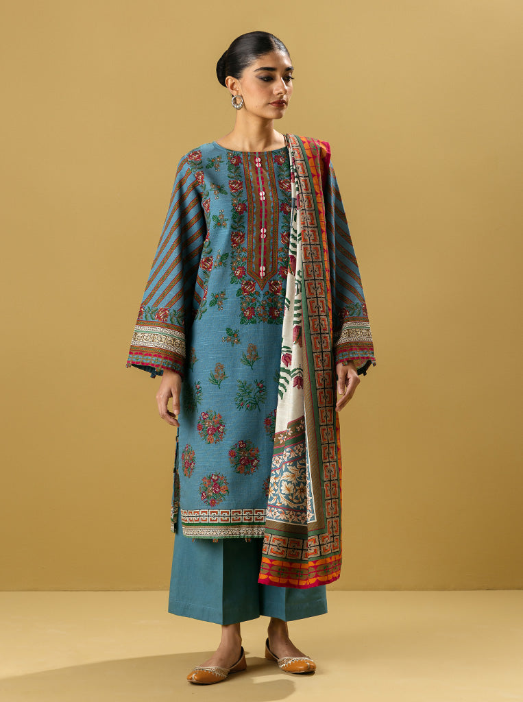 3 PIECE - PRINTED KHADDAR SUIT - GEO FLORA MORBAGH WN_22   