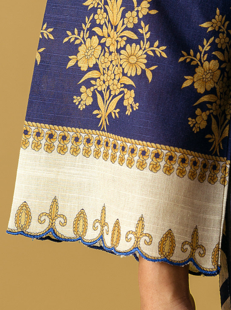 3 PIECE - PRINTED KHADDAR SUIT - BLUE ONYX MORBAGH WN_22   