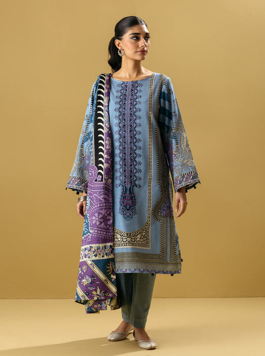 3 PIECE - EMBROIDERED  KHADDAR SUIT - SOFT HUES MORBAGH WN_22   