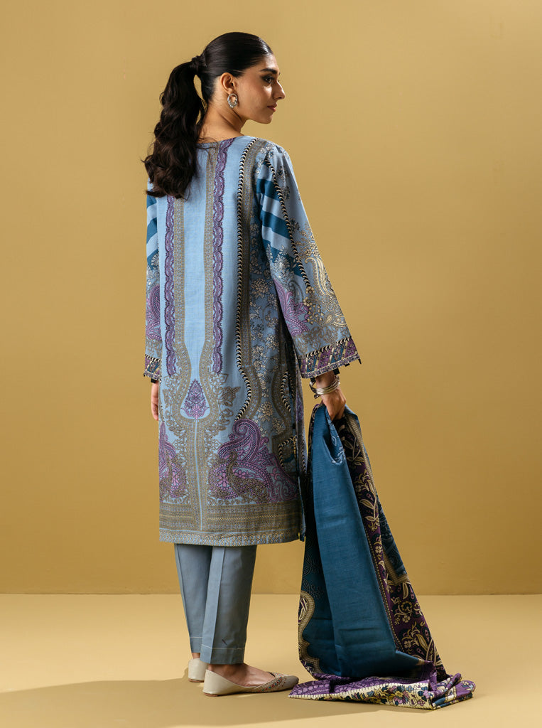 3 PIECE - EMBROIDERED  KHADDAR SUIT - SOFT HUES MORBAGH WN_22   