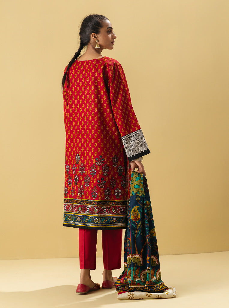 3 PIECE - EMBROIDERED  KHADDAR SUIT - FLORAL SYMNITY MORBAGH WN_22   