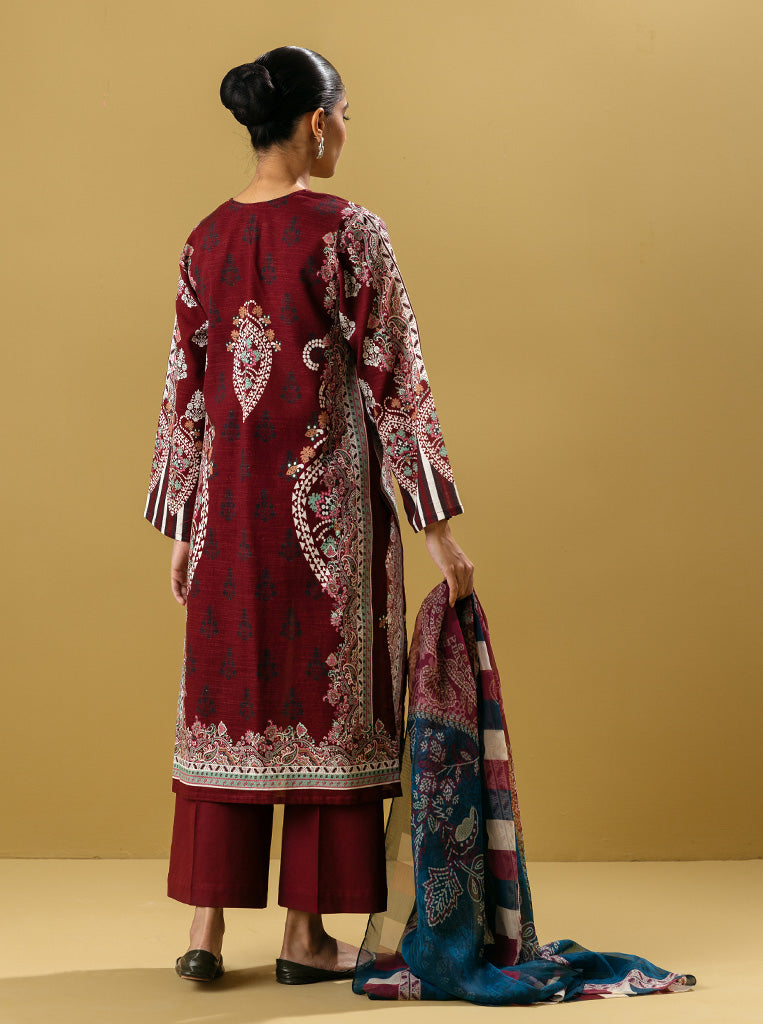 3 PIECE - EMBROIDERED  KHADDAR SUIT - RUBY RADIANCE MORBAGH WN_22   