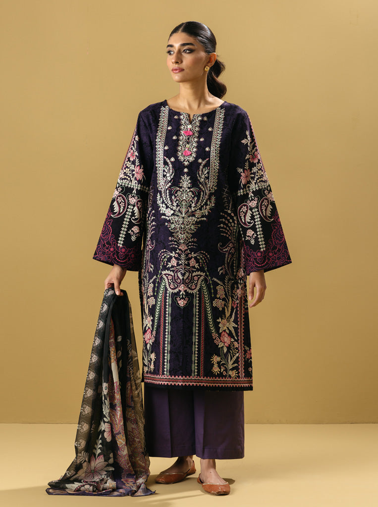 3 PIECE - EMBROIDERED  KHADDAR SUIT - VIOLET TULIP MORBAGH WN_22   