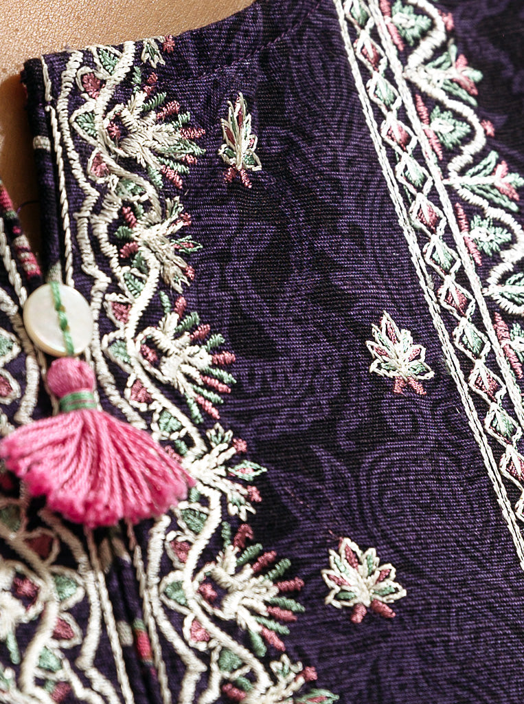 3 PIECE - EMBROIDERED  KHADDAR SUIT - VIOLET TULIP MORBAGH WN_22   