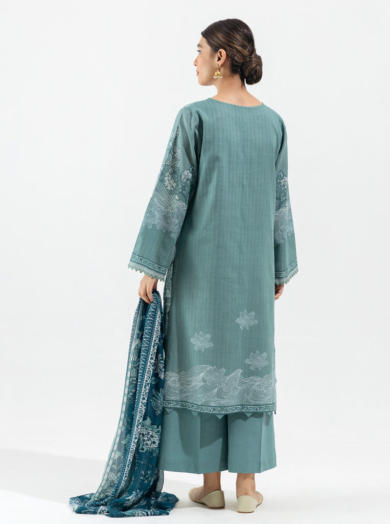 3 PIECE - PRINTED KHADDAR SUIT - URBAN TEAL MORBAGH WN_22   
