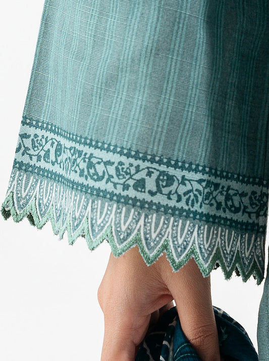 3 PIECE - PRINTED KHADDAR SUIT - URBAN TEAL MORBAGH WN_22   