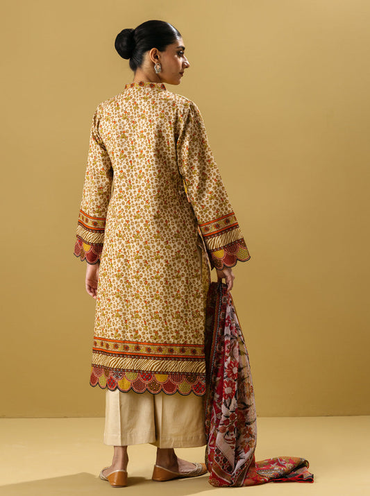 3 PIECE - PRINTED KHADDAR SUIT - LIMEADE MORBAGH WN_22   