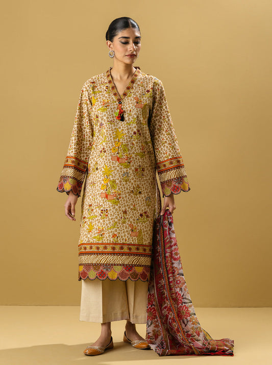 3 PIECE - PRINTED KHADDAR SUIT - LIMEADE MORBAGH WN_22   