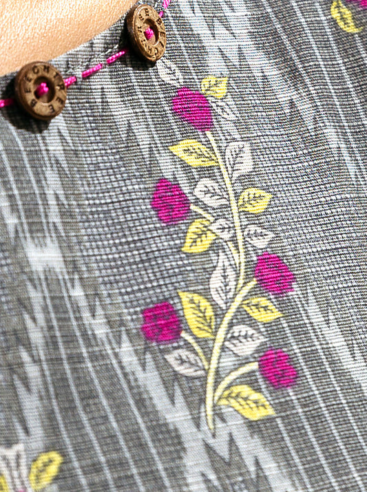 3 PIECE - PRINTED KHADDAR SUIT - FUSCHIA BUDS MORBAGH WN_22   