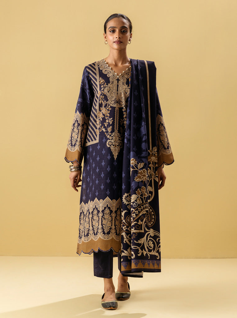 3 PIECE - PRINTED KHADDAR SUIT - ROYAL GREEM MORBAGH WN_22   