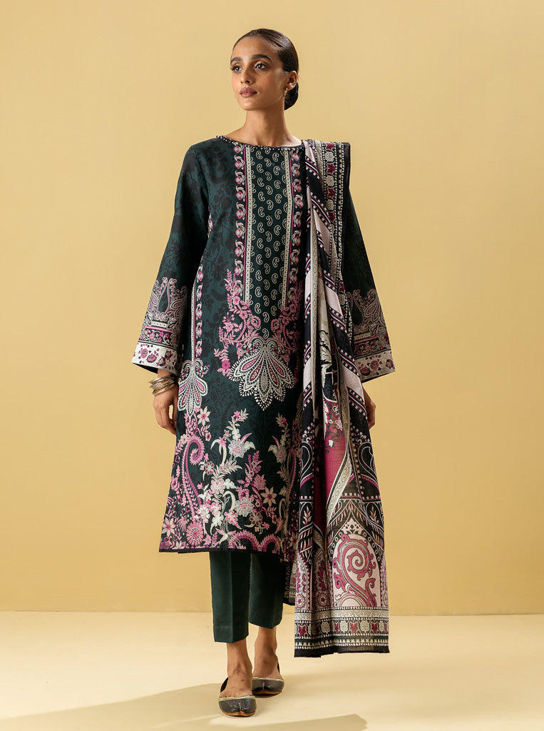 3 PIECE - PRINTED KHADDAR SUIT - ROYAL GREEM MORBAGH WN_22   