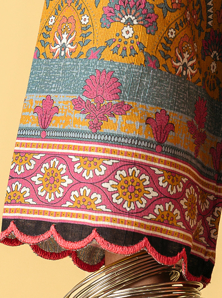 3 PIECE - PRINTED KHADDAR SUIT - BRIGHT MANI GOLD MORBAGH WN_22   