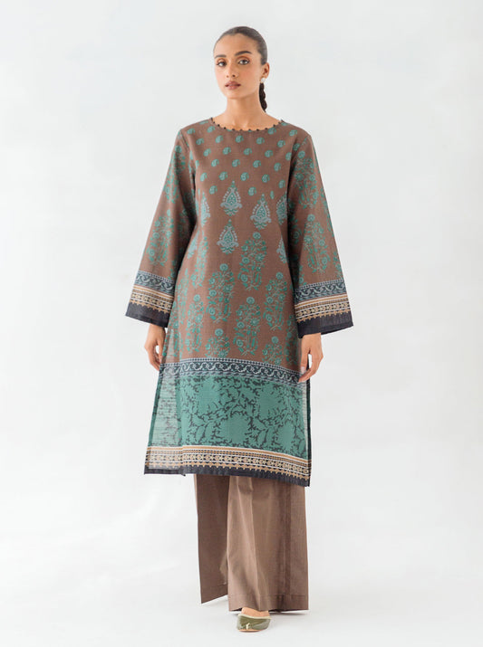1 PIECE - PRINTED KHADDAR SHIRT - OCEAN DEPTHS MORBAGH WN_23   