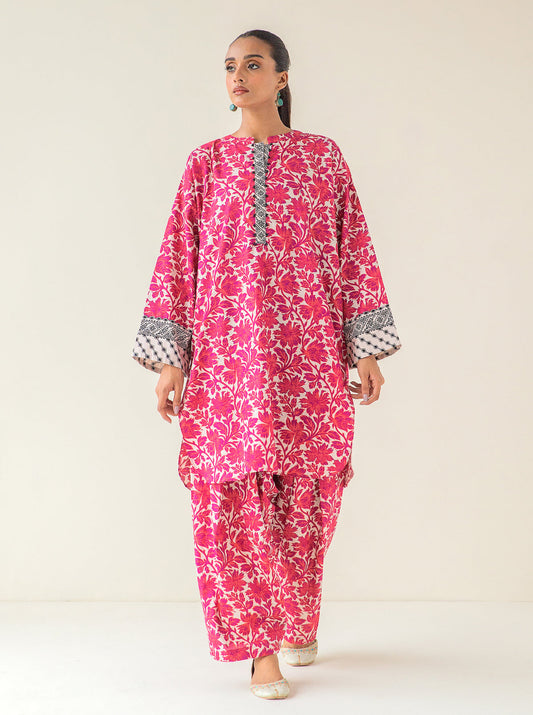 2 PIECE - PRINTED KHADDAR SUIT - MULBERRY HIGHLIGHTS MORBAGH WN_23   