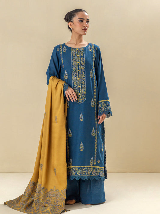 3 PIECE - EMBROIDERED  KHADDAR SUIT - ENDLESS SEA MORBAGH WN_23   