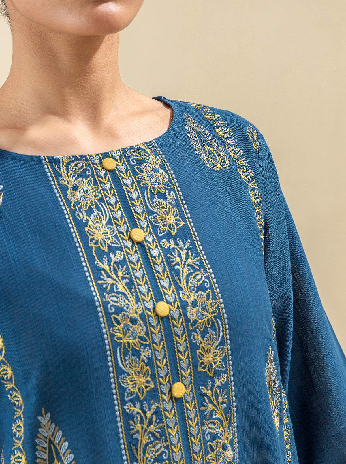3 PIECE - EMBROIDERED  KHADDAR SUIT - ENDLESS SEA MORBAGH WN_23   