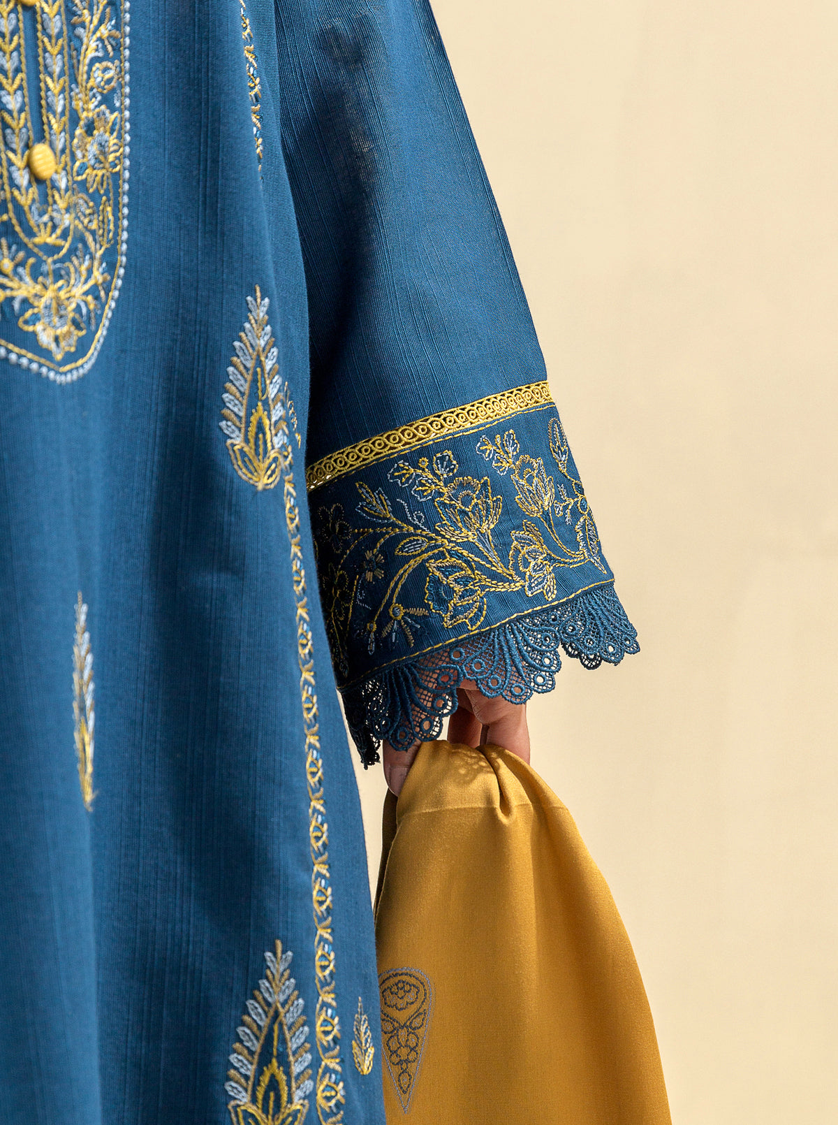 3 PIECE - EMBROIDERED  KHADDAR SUIT - ENDLESS SEA MORBAGH WN_23   