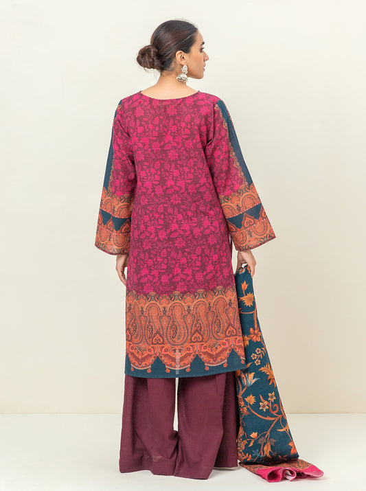 3 PIECE PRINTED KHADDAR SUIT-VINTAGE PAISLEY (UNSTITCHED)