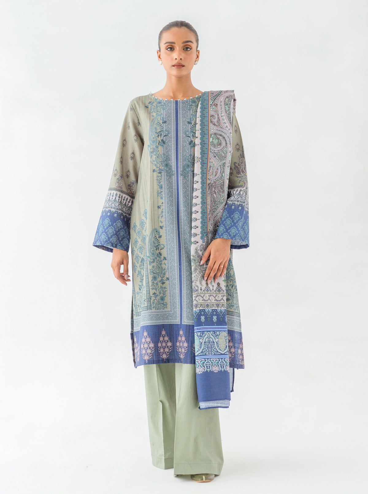 3 PIECE - PRINTED KHADDAR SUIT - MARGARITA MOON MORBAGH WN_23   