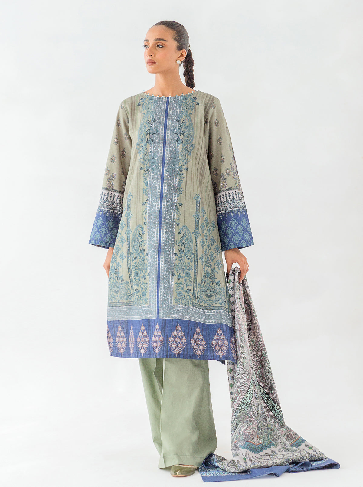3 PIECE - PRINTED KHADDAR SUIT - MARGARITA MOON MORBAGH WN_23   