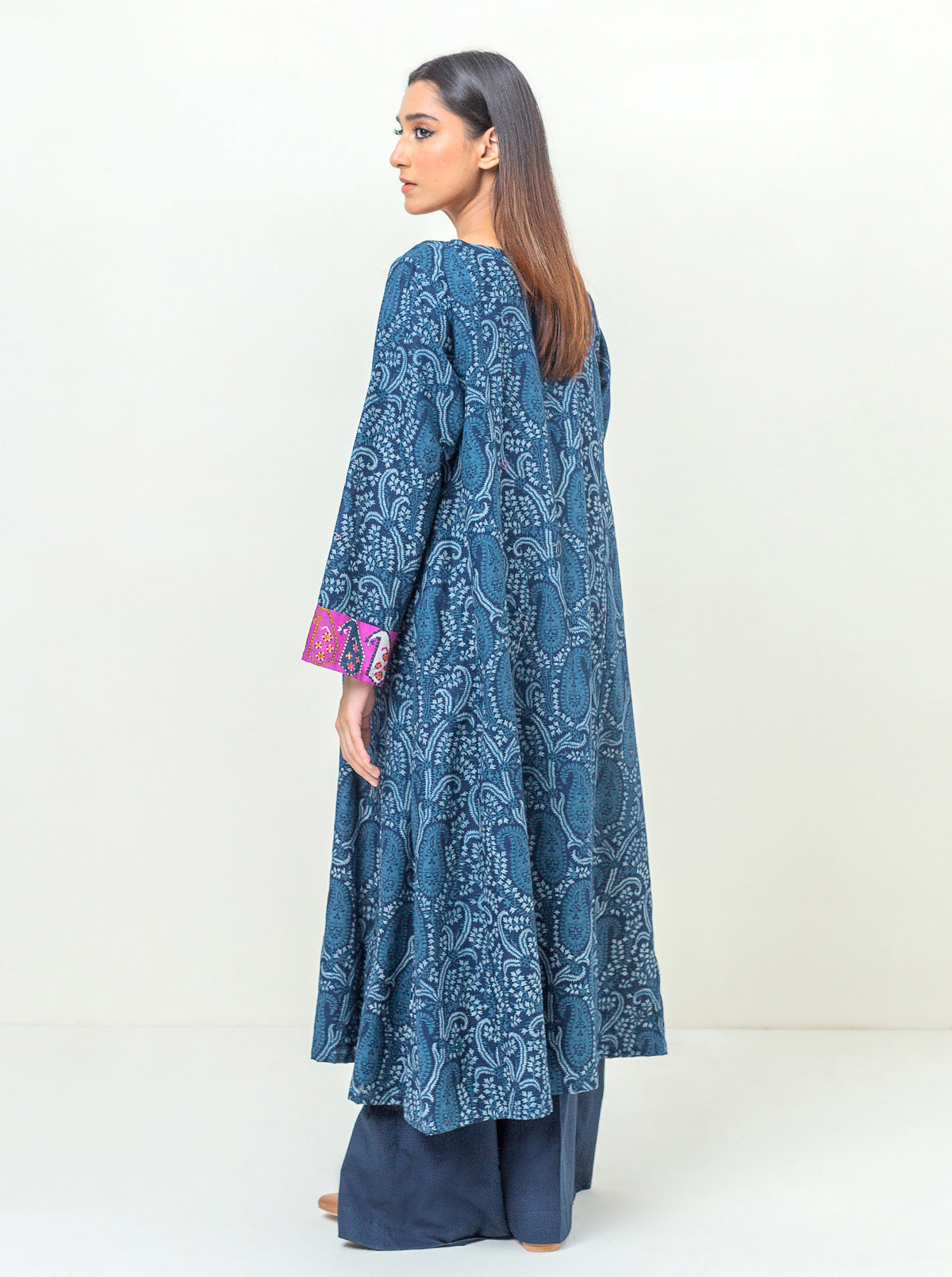 2 PIECE - PRINTED KHADDAR SUIT - NAVY ENGRAVED MORBAGH WN_23   