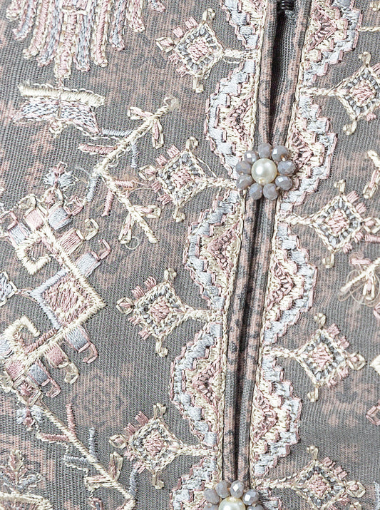 2 PIECE - EMBROIDERED KHADDAR SUIT - DEW GREY MORBAGH WN_23   