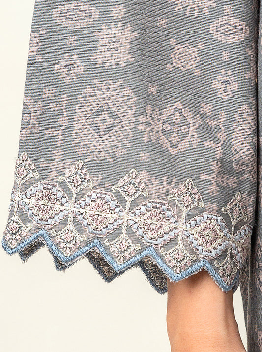 2 PIECE - EMBROIDERED KHADDAR SUIT - DEW GREY MORBAGH WN_23   