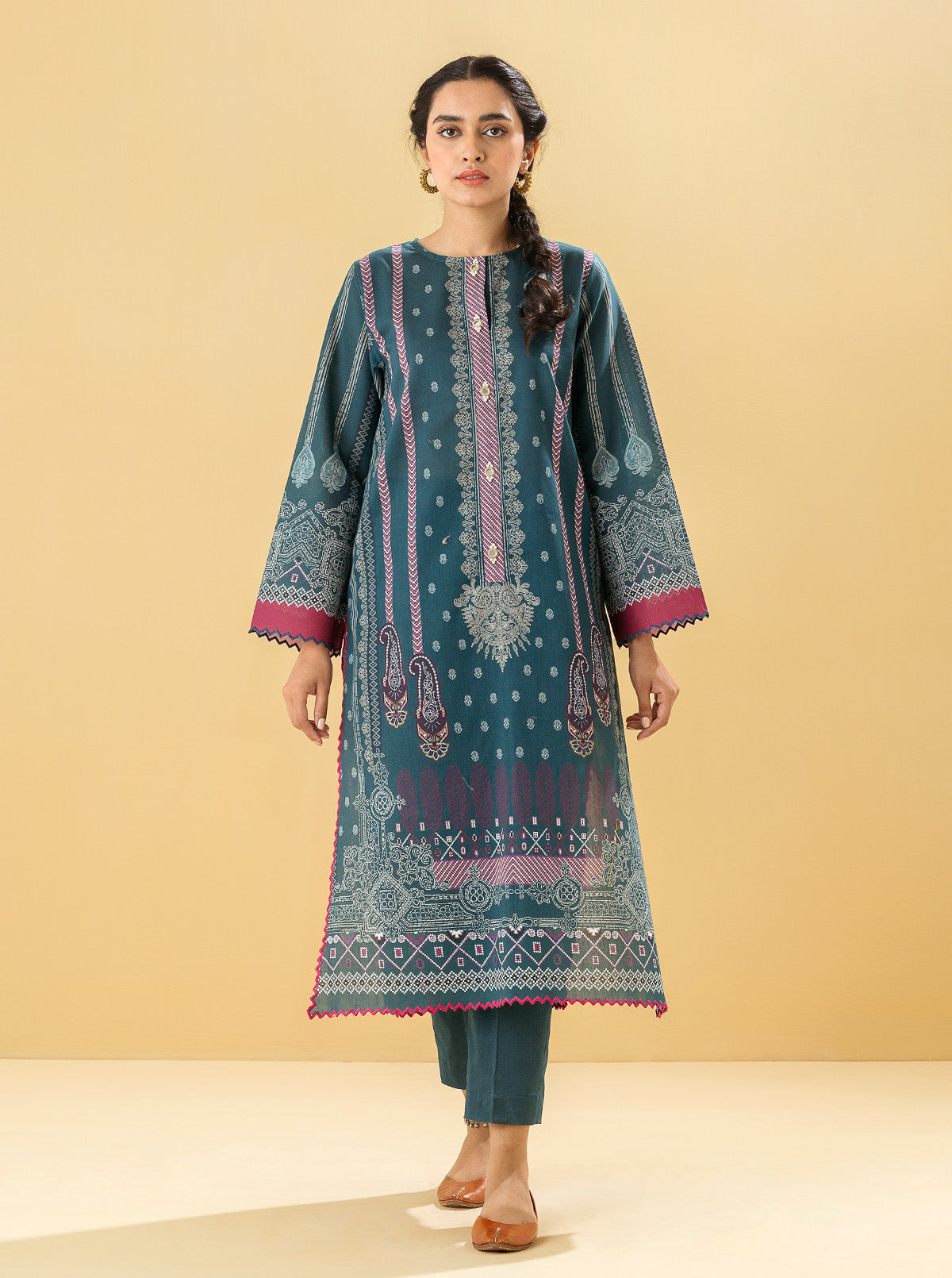 1 PIECE - PRINTED LAWN SHIRT - TREASURE CRAFT MORBAGH SU_22   