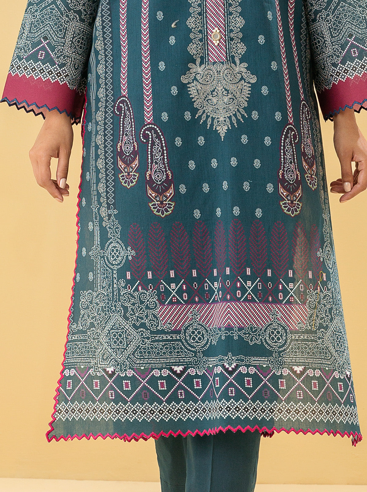 1 PIECE - PRINTED LAWN SHIRT - TREASURE CRAFT MORBAGH SU_22   