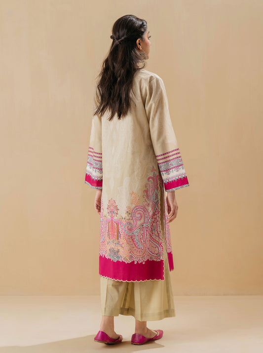 2 PIECE - PRINTED LAWN SUIT - PEARLY BEIGE MORBAGH SU_22   