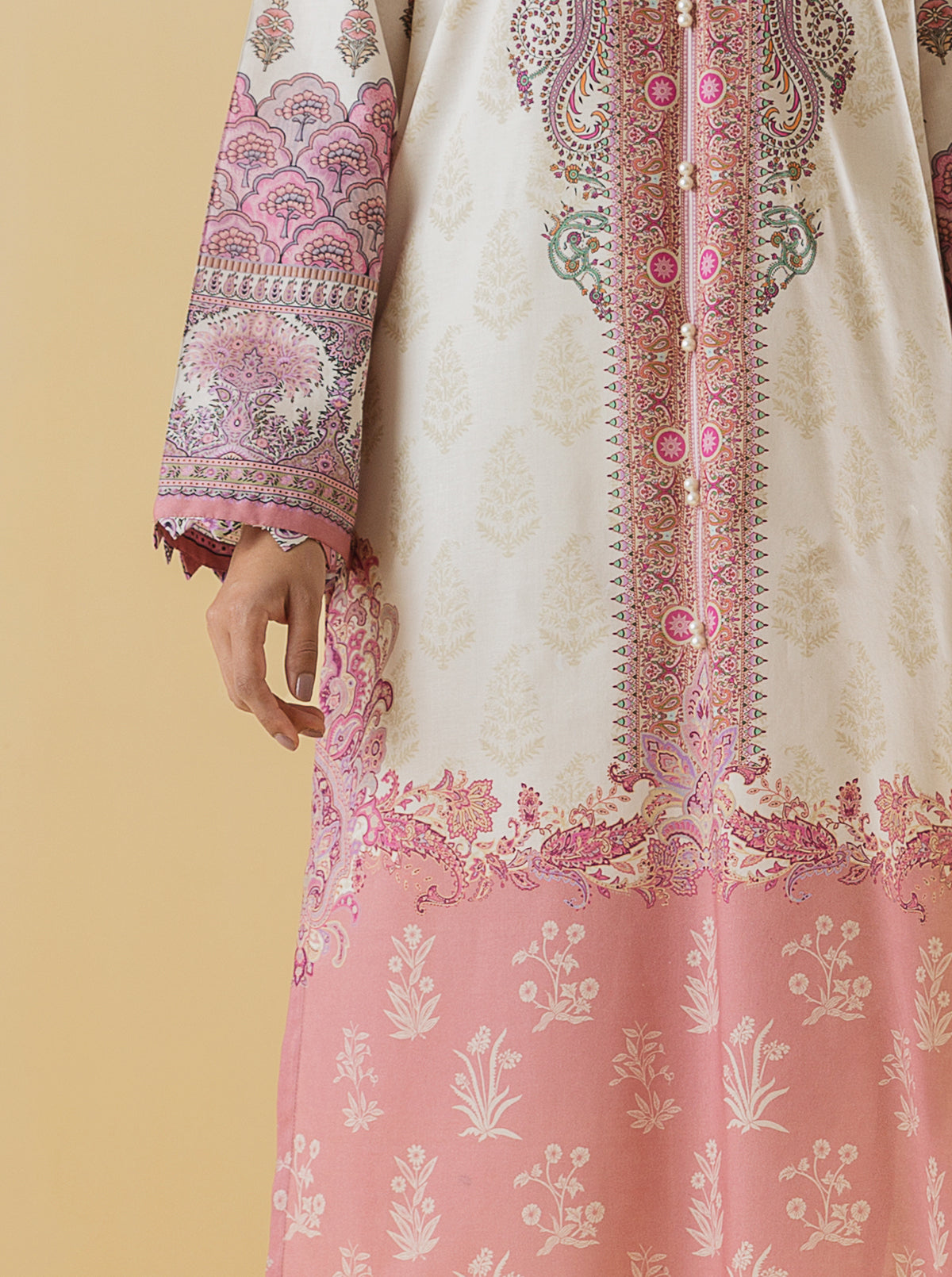 2 PIECE - PRINTED LAWN SUIT - IVORY PEARL MORBAGH SU_22   