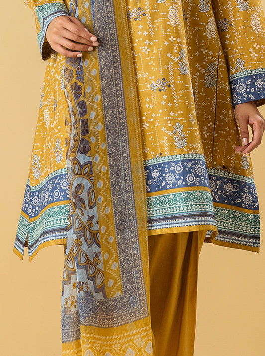 2 PIECE - PRINTED LAWN SUIT - OCHRE OBSESSION MORBAGH SU_22   