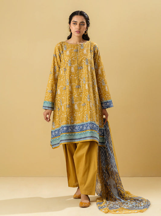 2 PIECE - PRINTED LAWN SUIT - OCHRE OBSESSION MORBAGH SU_22   