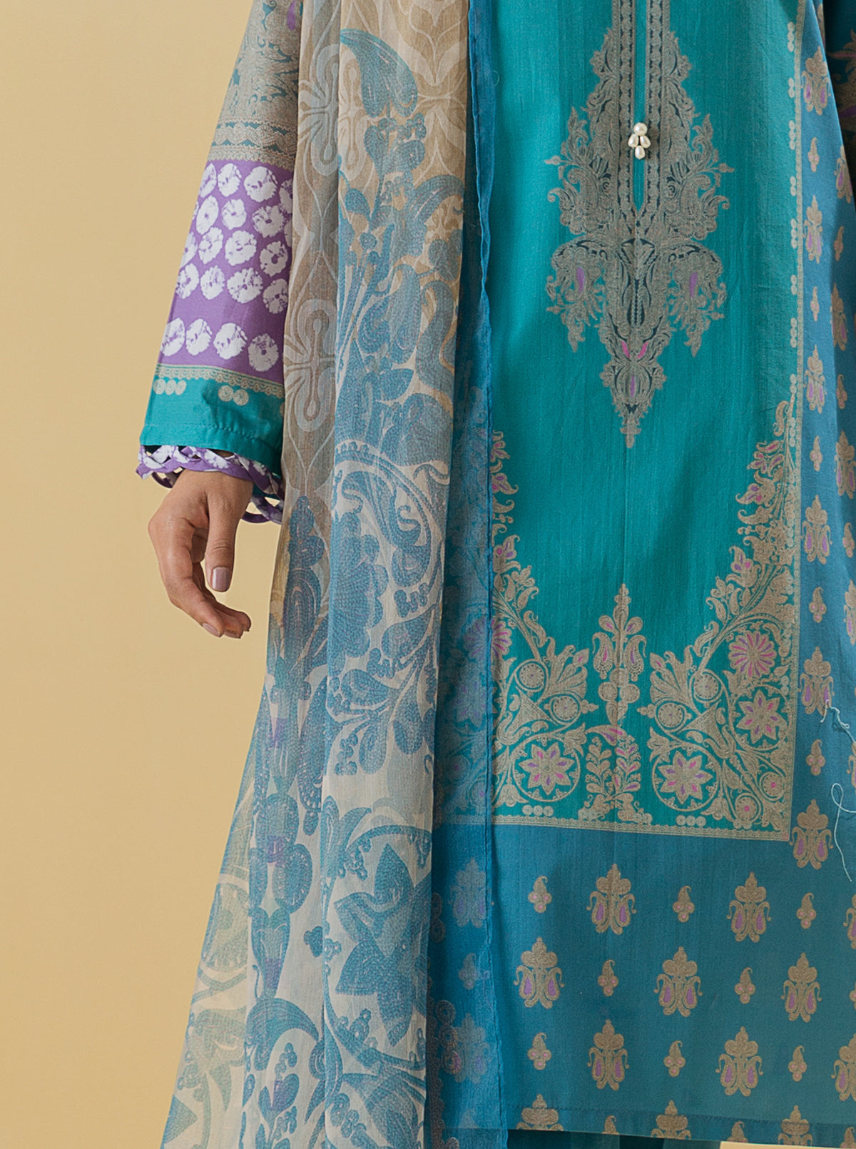 2 PIECE - PRINTED LAWN SUIT - QUARTZ BLUE MORBAGH SU_22   