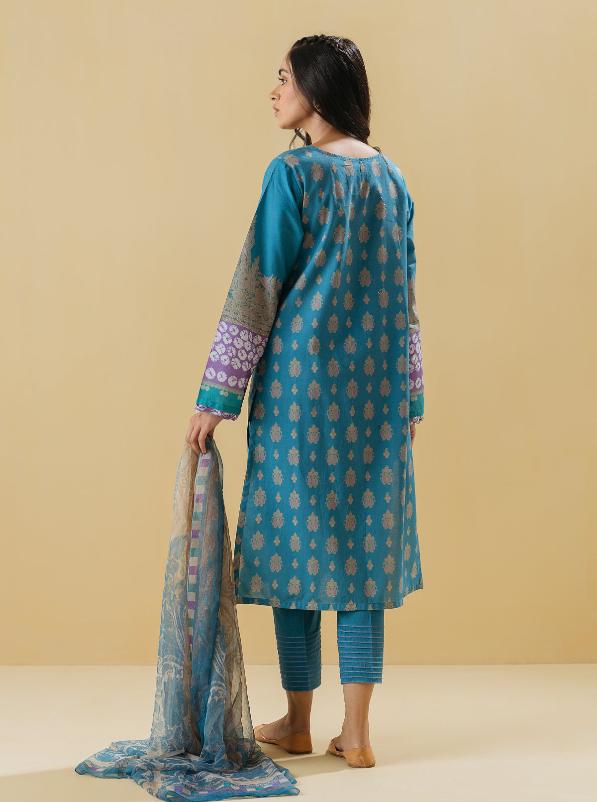 2 PIECE - PRINTED LAWN SUIT - QUARTZ BLUE MORBAGH SU_22   