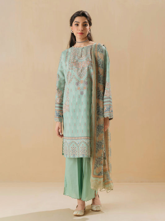 2 PIECE - PRINTED LAWN SUIT - HINT OF MINT MORBAGH SU_22   